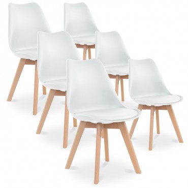 Lot de 6 chaises style scandinave Catherina Blanc