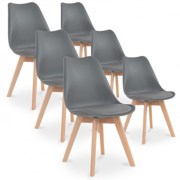 Lot de 6 chaises style scandinave Catherina Gris