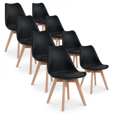 Lot de 8 chaises style scandinave Catherina Noir