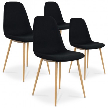 Lot de 4 chaises scandinaves Bali tissu Noir