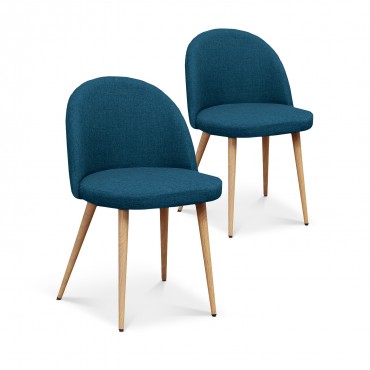 Lot de 4 chaises scandinaves Frida tissu bleu canard