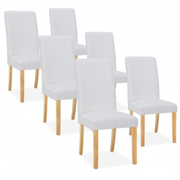Lot de 6 chaises Rosie velours côtelé Blanc