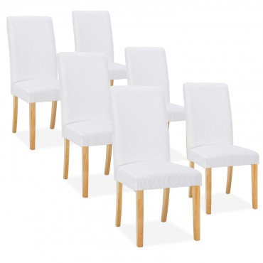Lot de 6 chaises Rosie velours côtelé Blanc