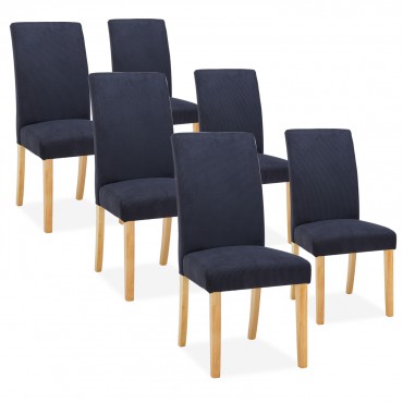  Lot de 6 chaises Rosie velours côtelé Noir