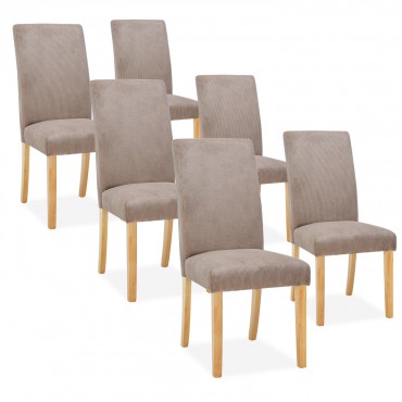 Lot de 6 chaises Rosie velours côtelé Taupe