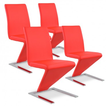 Lot de 4 chaises design Delano Rouge