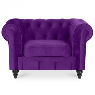 Fauteuil Chesterfield velours Altesse Violet