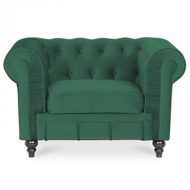 Fauteuil Chesterfield velours Altesse Vert