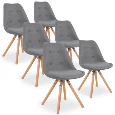 Lot de 6 chaises scandinaves Frida tissu Gris