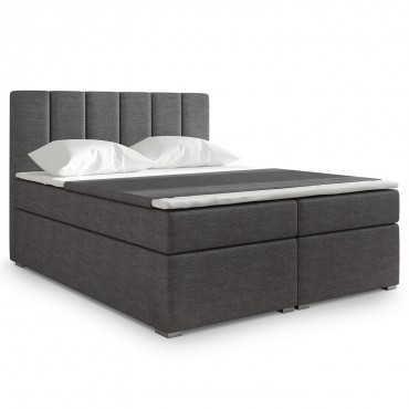 Lit coffre + matelas Luxury 160cm tissu Gris