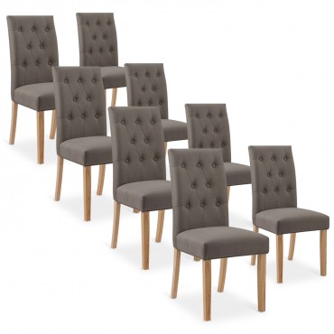 Lot de 8 chaises capitonnées Gaya tissu taupe