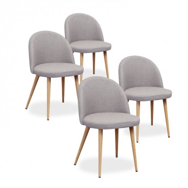 Lot de 4 chaises scandinaves Cecilia tissu Gris