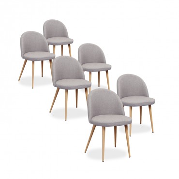 Lot de 6 chaises scandinaves Cecilia tissu Gris