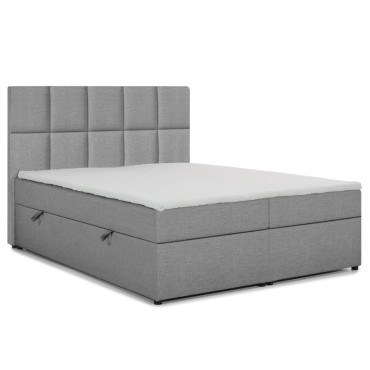 Lit coffre + matelas Eden 160cm tissu Gris