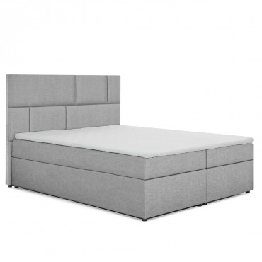 Lit coffre + matelas Owen 160cm tissu gris