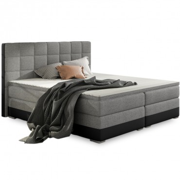 Lit coffre + matelas Aldo 180cm Gris et Noir