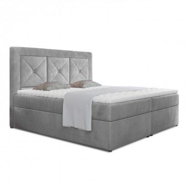 Lit coffre + matelas Gabriel 180cm Velours Gris