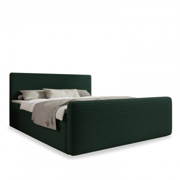 Lit coffre + matelas Napoli 160cm velours côtelé Vert