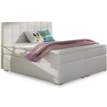 Lit coffre + matelas Sacha 160cm Blanc