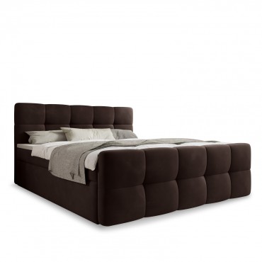 Lit coffre + matelas Volupto 180cm velours Marron