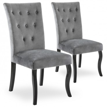 Lot de 2 chaises capitonnées Chaza Velours Gris