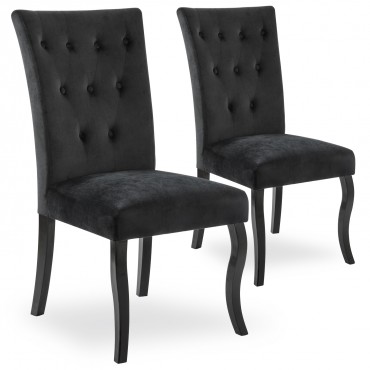 Lot de 2 chaises capitonnées Chaza Velours Noir