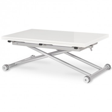 Belle table basse extensible relevable grise : gain de place assuré