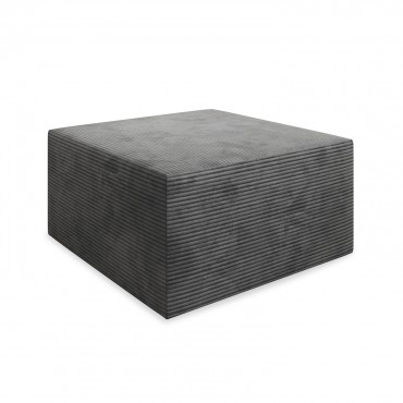 Pouf Carré XL Soren Velours Côtelé Gris Foncé