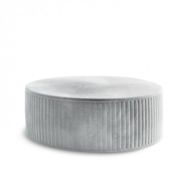 Pouf Rond XL Fabio Velours Gris