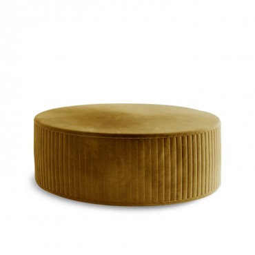 Pouf Rond XL Fabio Velours Jaune Moutarde