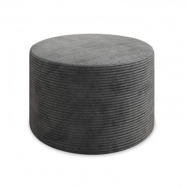 Pouf Rond XL Marki Velours Côtelé Gris Foncé