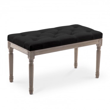 Banc capitonné Romane style Louis XVI tissu Noir