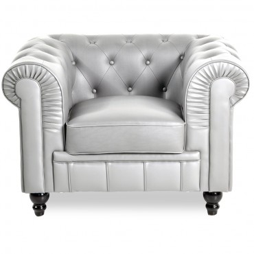 Fauteuil Chesterfield Regency Argent