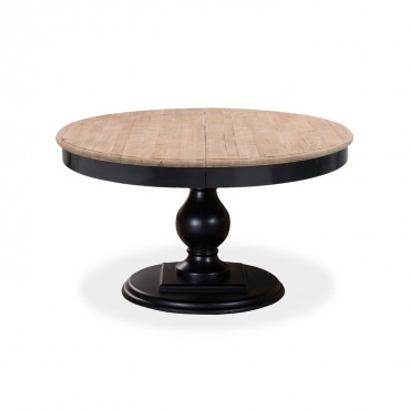 Table ronde extensible en bois massif Héloïse Bois naturel et pied noir