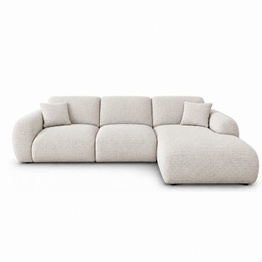 Canapé d'angle droit Barnabé tissu chenille Beige