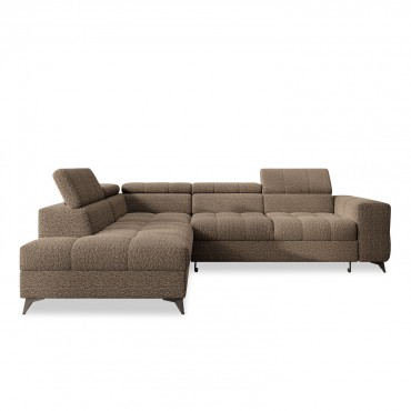 Canapé d'angle gauche convertible Gaspard Bouclette Taupe