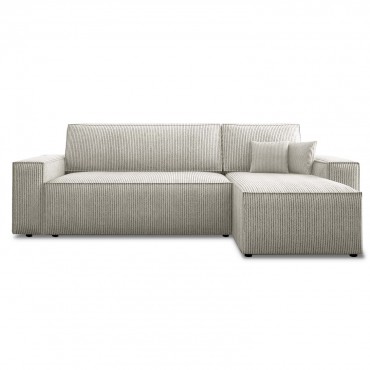 Canapé d'angle convertible réversible Lorenzo en velours côtelé Beige