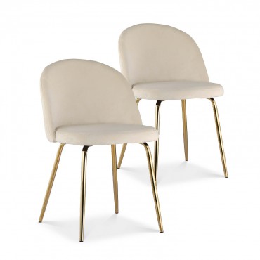 Lot de 2 chaises Cecilia velours Beige pieds or