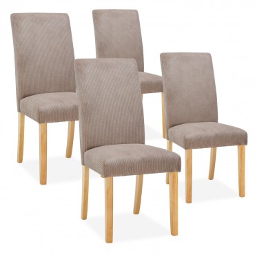 Lot de 4 chaises Rosie velours côtelé Taupe