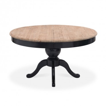 Table ronde extensible en bois massif SIDONIE Noir