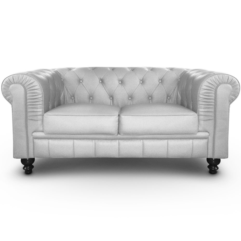 Canapé Chesterfield 2 Places Regency Argent