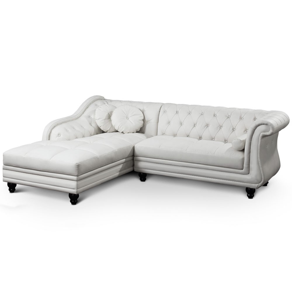 Canapé d'angle gauche Empire Blanc style chesterfield