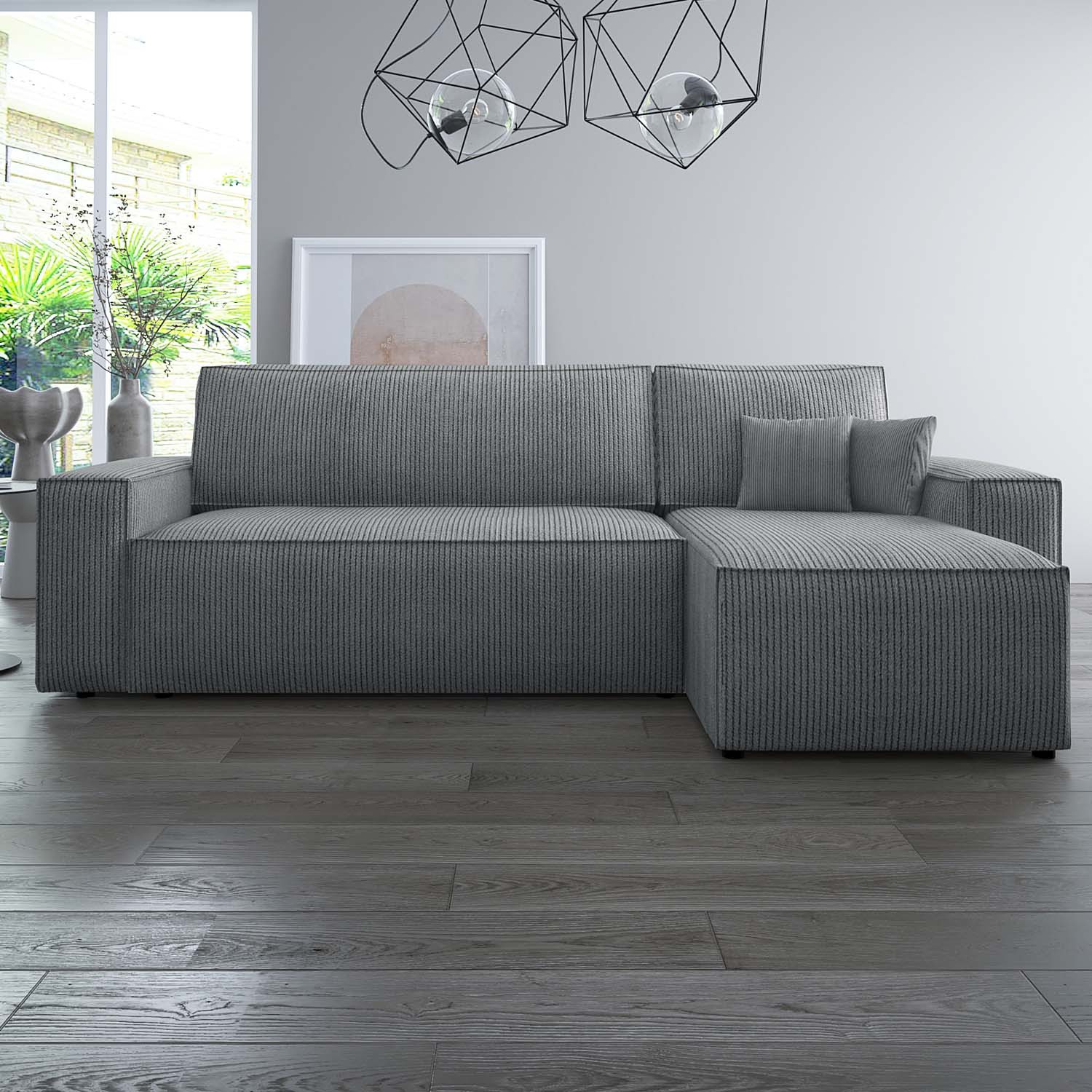 Canapé Angle Convertible Gris