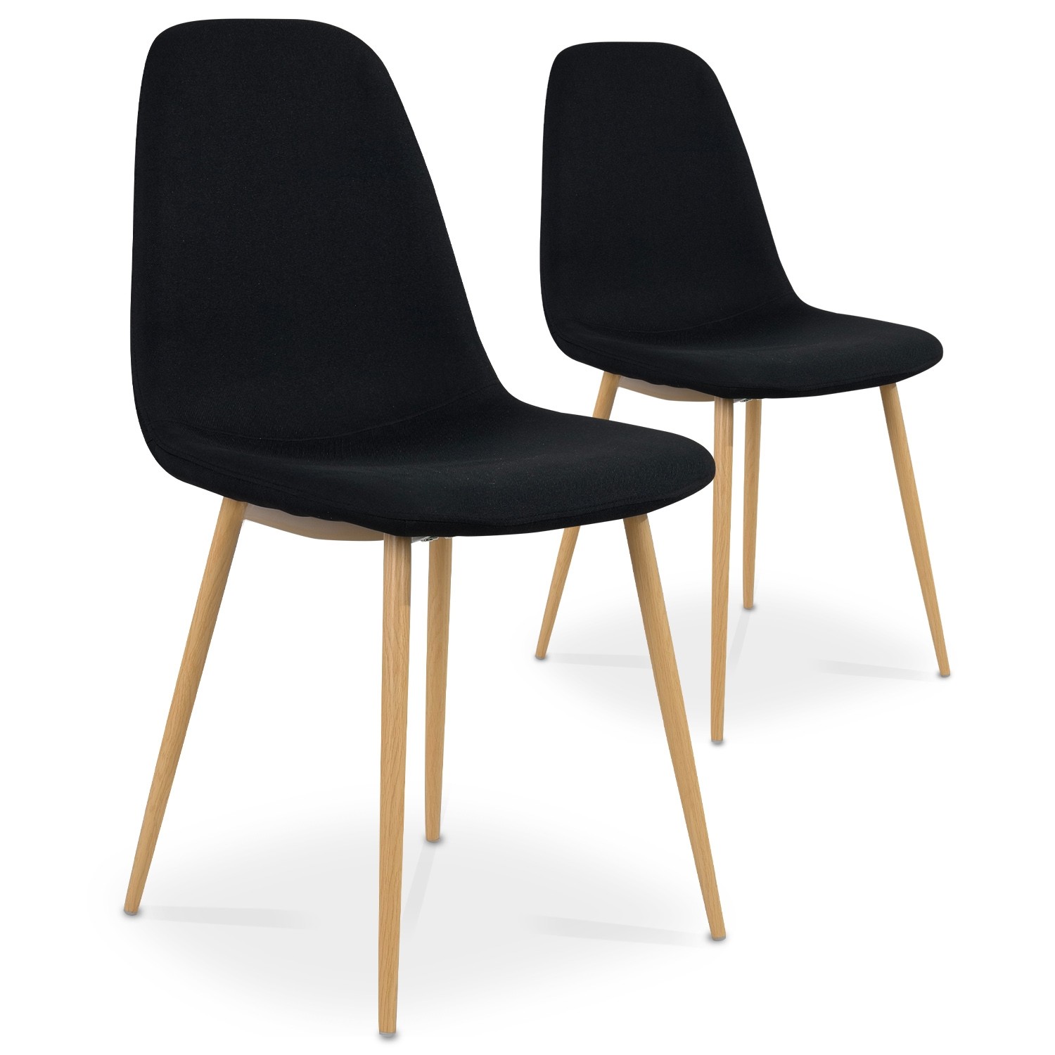 Lot de 2 chaises scandinaves Bali tissu Noir