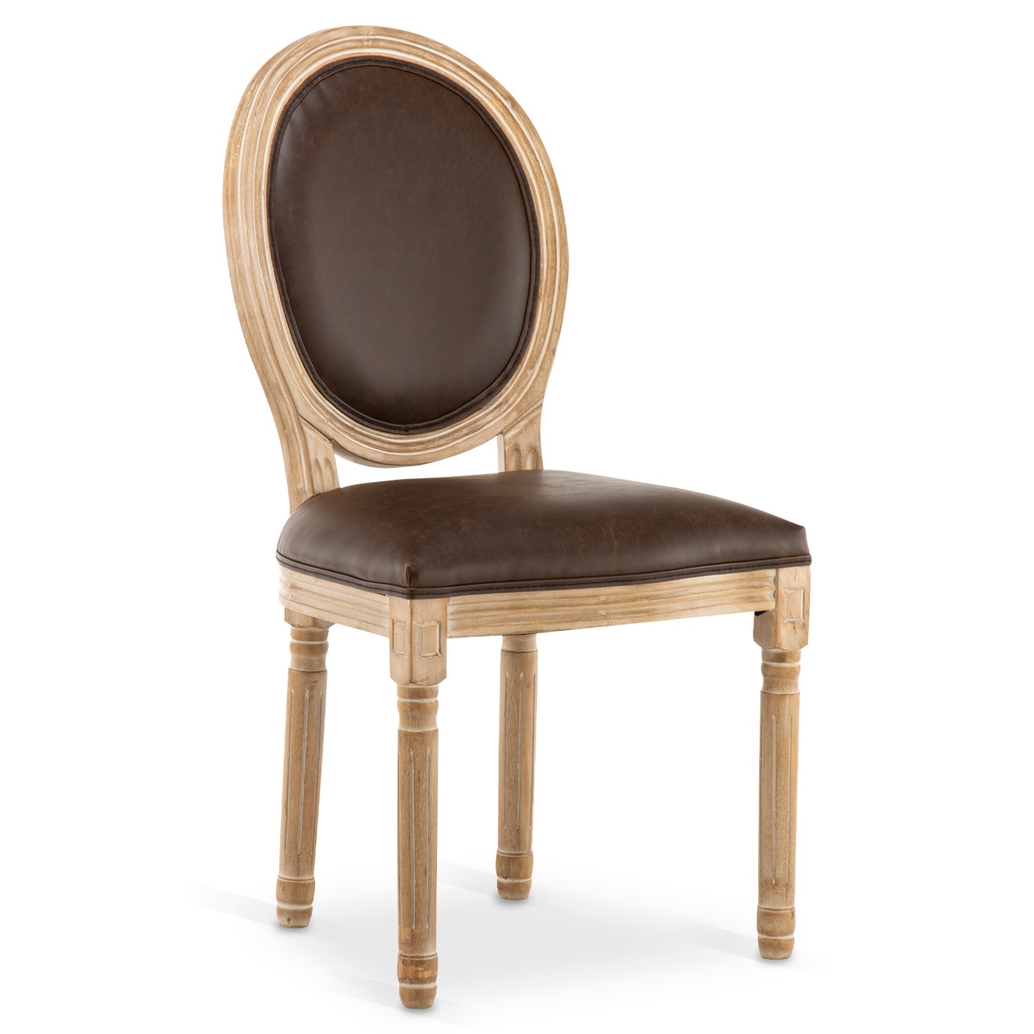Lot de 2 chaises médaillon Louis XVI Vintage Simili Marron