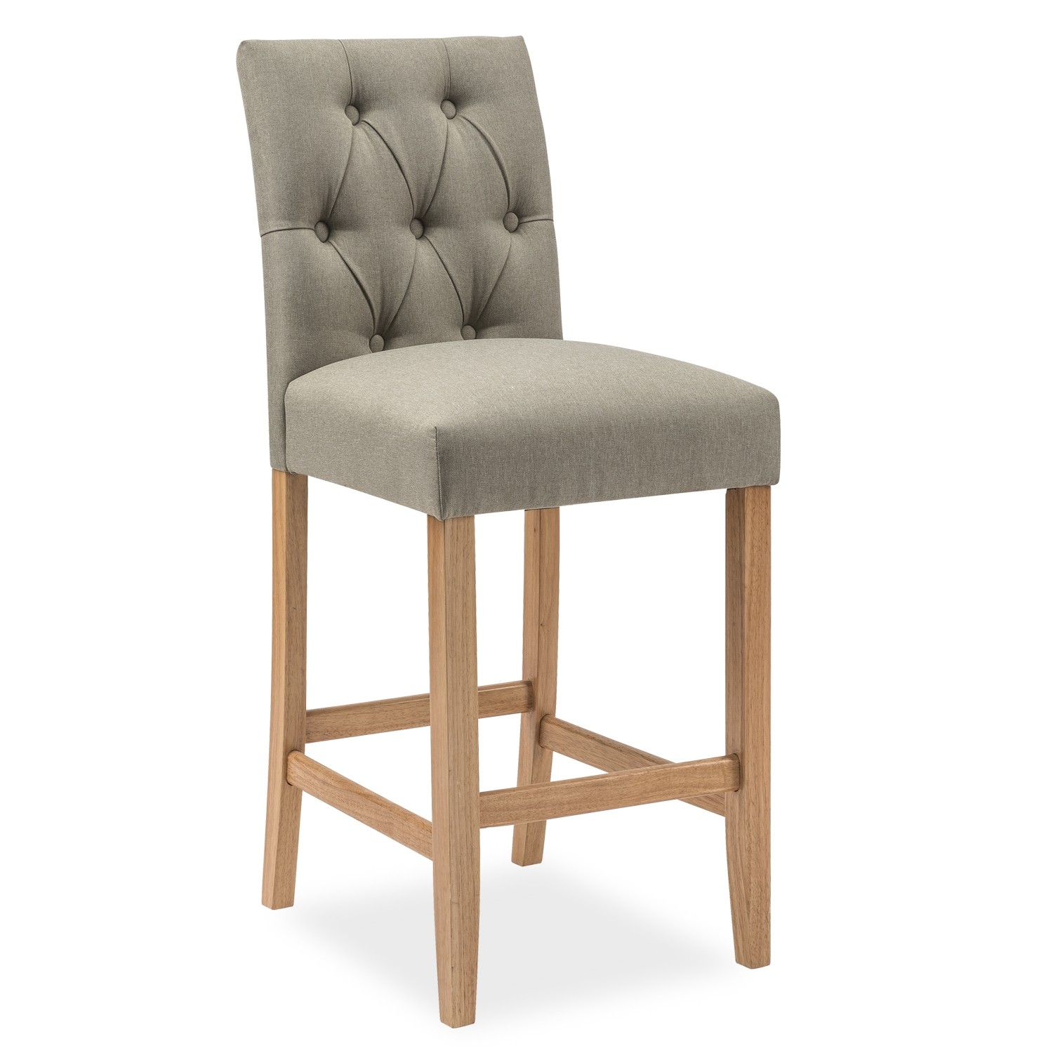 Lot de 4 chaises de bar en bois Gaya tissu Beige - H65cm