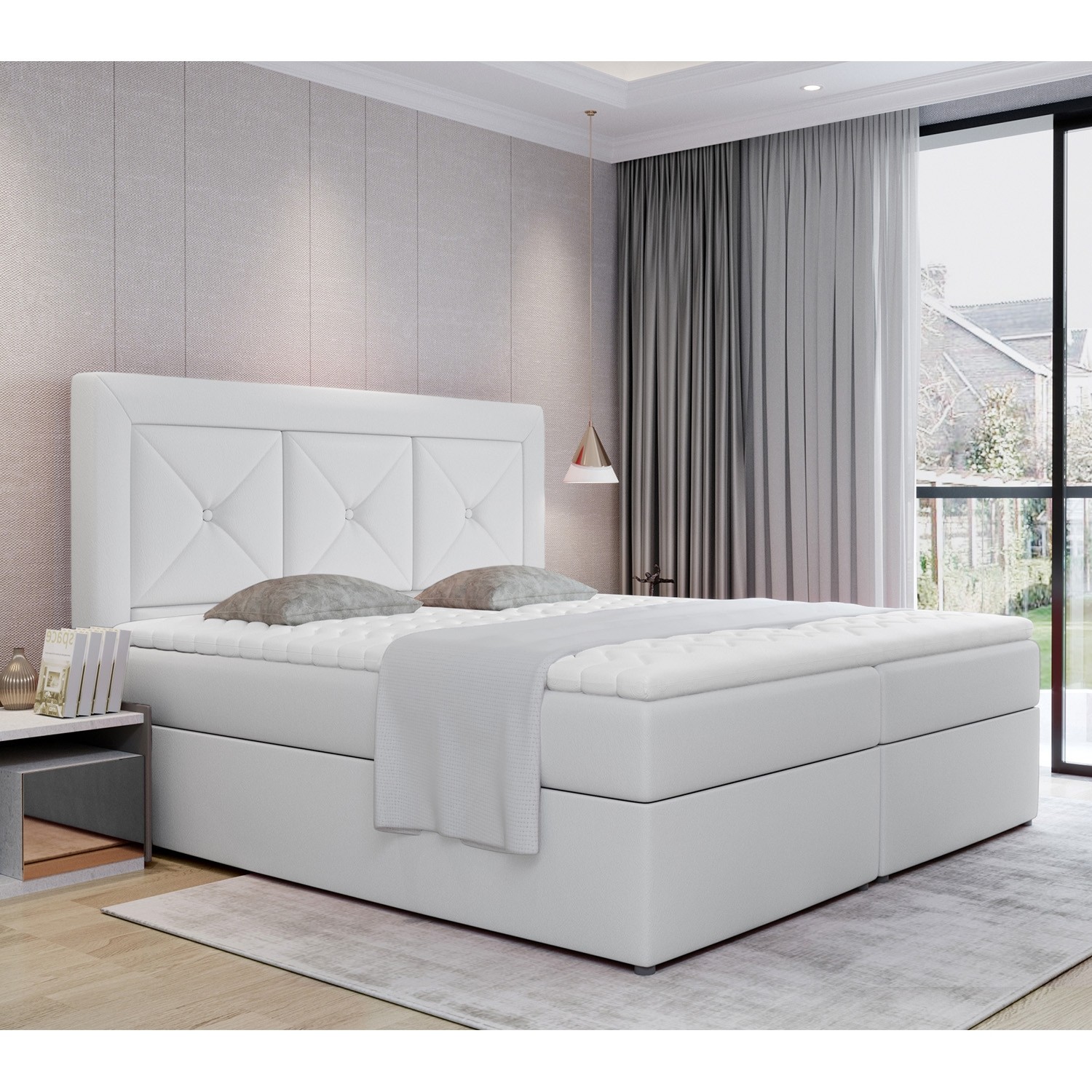 Lit coffre   matelas Gabriel 180cm Blanc