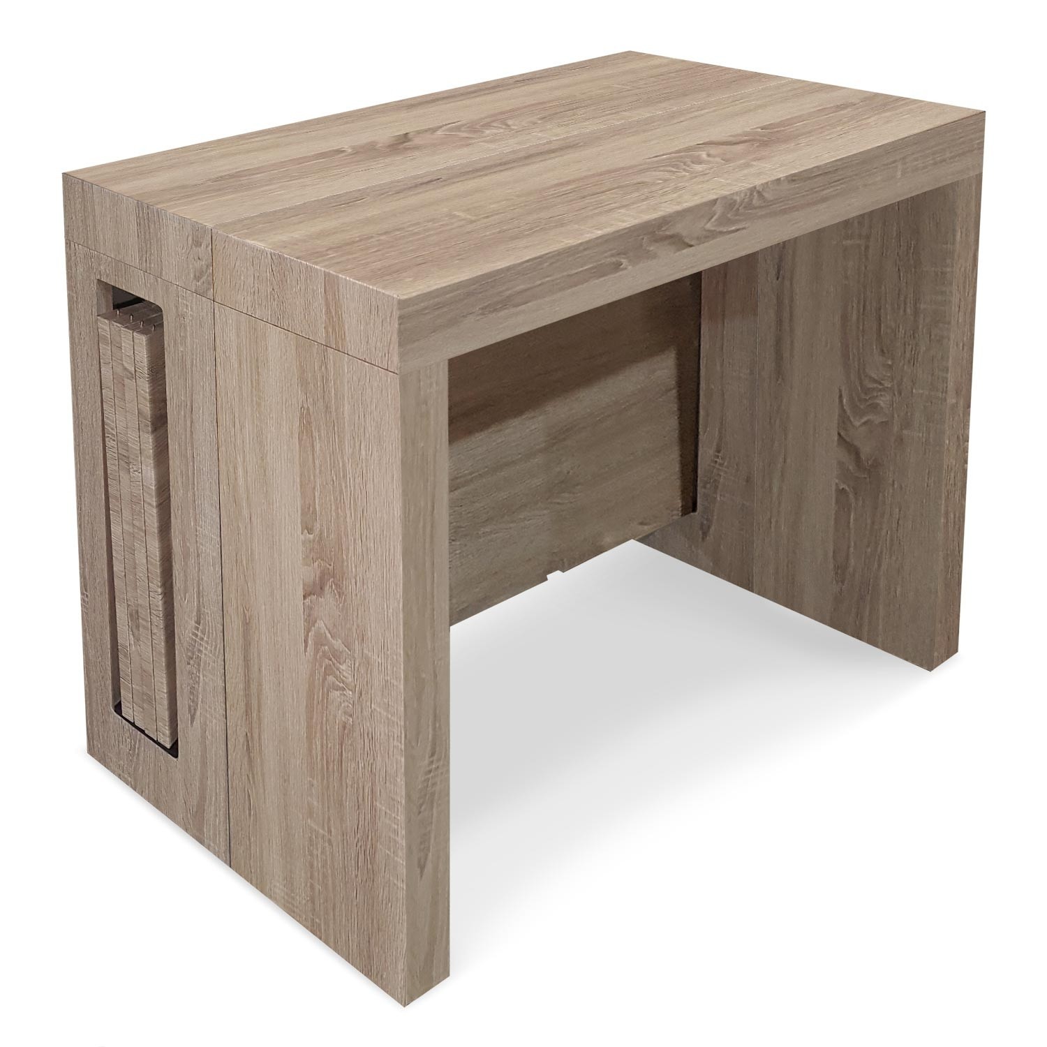 Table Console Extensible Elvire - Chêne Rustique, De 45cm à 300cm, Jusqu'à 12 Personnes, Fabriquée En Italie