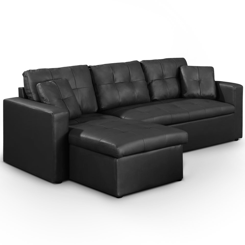 Canape D Angle Convertible Noir