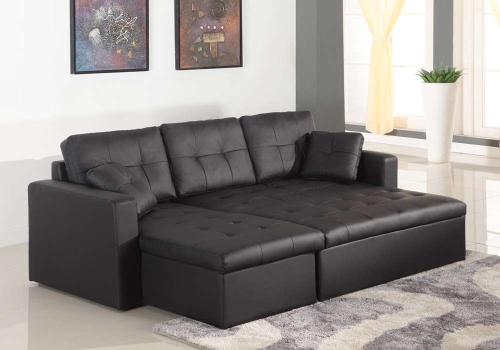 Canapé d'angle convertible Cuero Noir